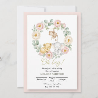 Invitation à la Baby Shower Oh Boy | Animaux de Sa