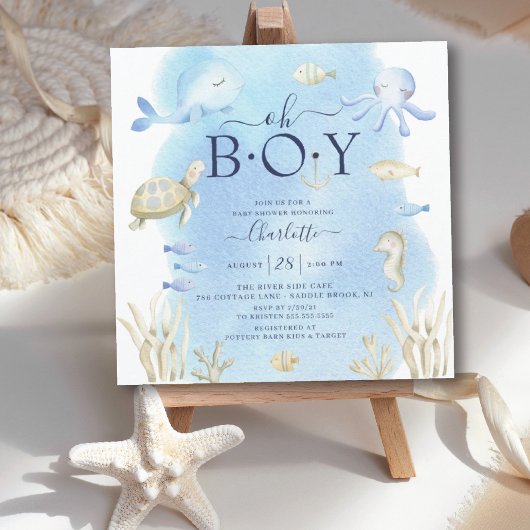 Invitation à la Baby Shower Oh Boy Under The Sea