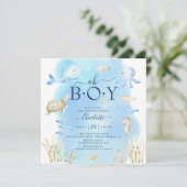Invitation à la Baby Shower Oh Boy Under The Sea (Debout devant)