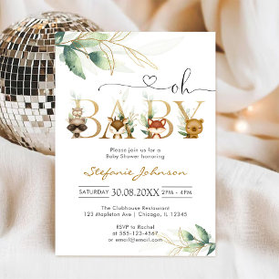 Invitation à la baby shower Oh Boy Woodland