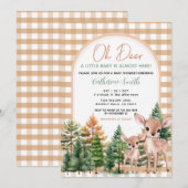 Invitation à la baby shower Oh Deer (Devant / Derrière)