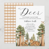 Invitation à la baby shower Oh Deer Forest (Devant / Derrière)