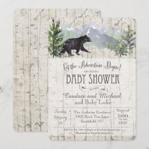 Invitation à la Baby Shower Ours Début d'Aventure