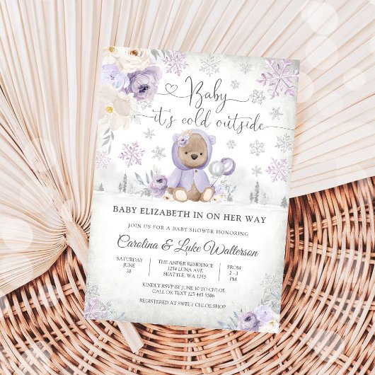 Invitation à la baby shower ours en peluche d'hive