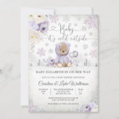 Invitation à la baby shower ours en peluche d'hive (Devant)