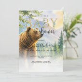 Invitation à la Baby Shower Ours Forêt Rustique (Debout devant)