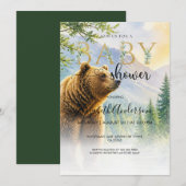 Invitation à la Baby Shower Ours Forêt Rustique (Devant / Derrière)