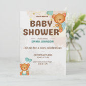 Invitation à la baby shower Ourson (Debout devant)