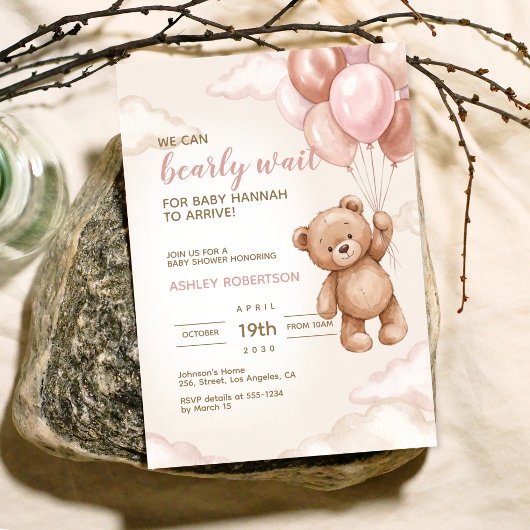 Invitation à la Baby Shower Ourson
