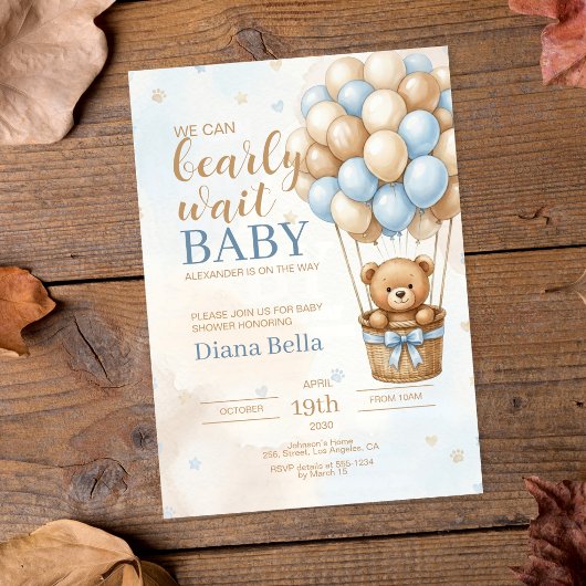 Invitation à la Baby Shower Ourson