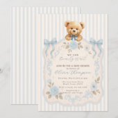 Invitation à la Baby Shower Ourson (Devant / Derrière)