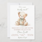 Invitation à la Baby Shower Ourson à peine attendu (Devant)