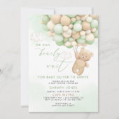 Invitation à la baby shower Ourson avec ballons (Devant)