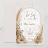 Invitation à la baby shower ourson boho (Devant / Derrière)