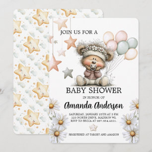 Invitation à la Baby Shower Ourson Fantaisiste