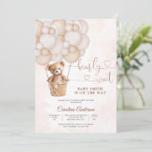 Invitation à la baby shower Ourson Mignon (Debout devant)