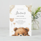 Invitation à la Baby Shower Ourson Mignon (Debout devant)