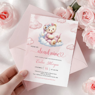 Invitation à la Baby Shower Ourson Précieux Nuage