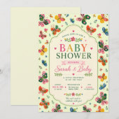 Invitation à la baby shower Papillon Coloré (Devant / Derrière)