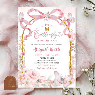Invitation à la baby shower Papillon Coquette Ruba
