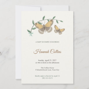 Invitation à la baby shower Papillon Grayling