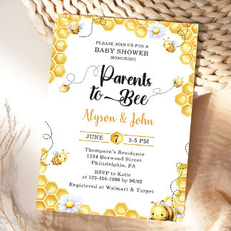Invitation à la baby shower Parents To Bee