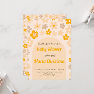 Invitation à la Baby Shower Peach Meadow Bloom