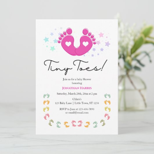 Invitation à la Baby Shower "Petits Pieds" (Debout devant)