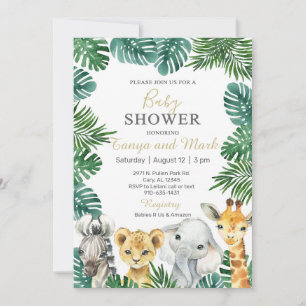 Invitation à la baby shower pour bébé avec les ani