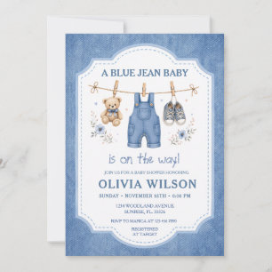 Invitation à la baby shower pour bébé avec un thèm