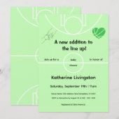 Invitation à la baby shower pour bébé vert basket- (Devant / Derrière)