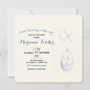 Invitation à la baby shower pour des jumeaux