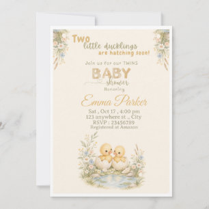 Invitation à la baby shower pour des jumeaux canet