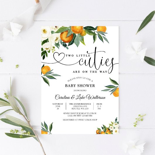 Invitation à la Baby Shower pour Deux Petits Bouts