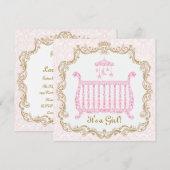 Invitation à la baby shower pour fille (Devant / Derrière)