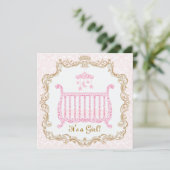 Invitation à la baby shower pour fille (Debout devant)
