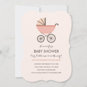 Invitation à la baby shower pour fille Chic Pram