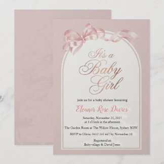 Invitation à la baby shower pour fille rose | Élég