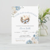 Invitation à la baby shower pour garçon au thème d (Debout devant)