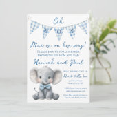 Invitation à la baby shower pour garçon avec deman (Debout devant)