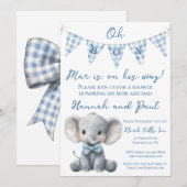 Invitation à la baby shower pour garçon avec deman (Devant / Derrière)
