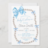 Invitation à la baby shower pour garçon avec nœud (Devant)