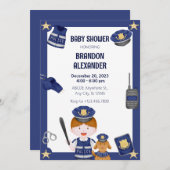 Invitation à la baby shower pour garçon policier (Devant / Derrière)