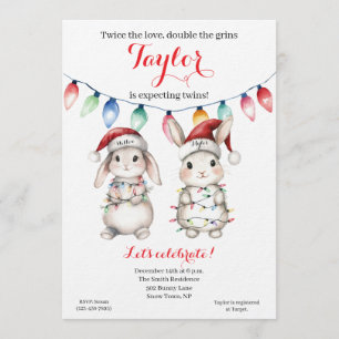 Invitation à la baby shower pour jumeaux avec lumi