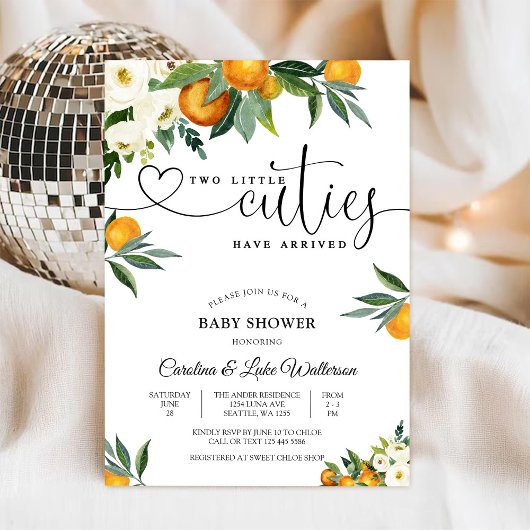 Invitation à la Baby Shower pour les Deux Petits B