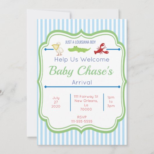 Invitation à la Baby Shower pour un garçon de Loui (Devant)