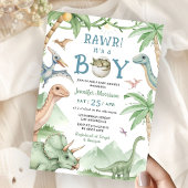 Invitation à la baby shower pour un garçon dinosau
