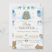 Invitation à la baby shower pour un ours en peluch