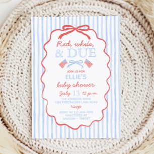 Invitation à la Baby Shower Rouge Blanc et Bébé à