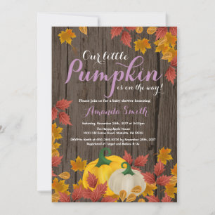 Invitation à la baby shower Rustique Fille Automne